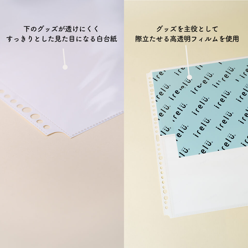 高透明フィルムと白台紙を組み合わせる