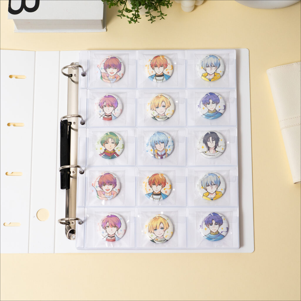 白台紙＋高透明フィルムで、缶バッジを美しく見せられる